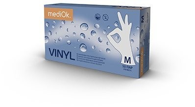 MediOk, виниловые перчатки Бесцветные, 100 штук MediOk, виниловые перчатки Бесцветные, 100 штук