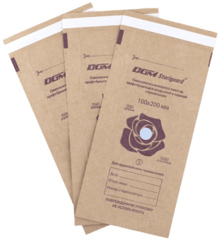 DGM Steriguard, крафт-пакет самозапечатывающийся плоский, 100 х 250 мм DGM Steriguard, крафт-пакет самозапечатывающийся плоский, 100 х 250 мм